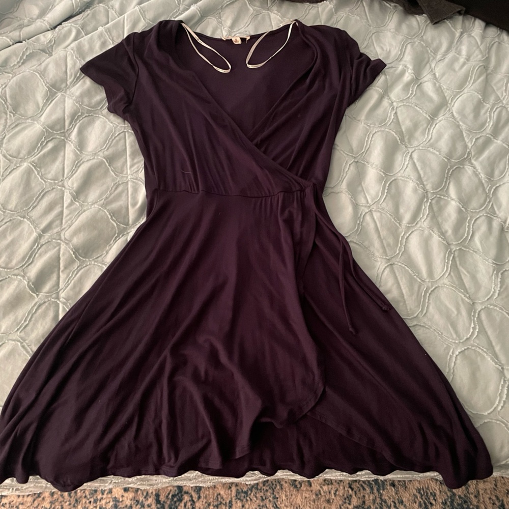 Navy blue wrap flowy dress